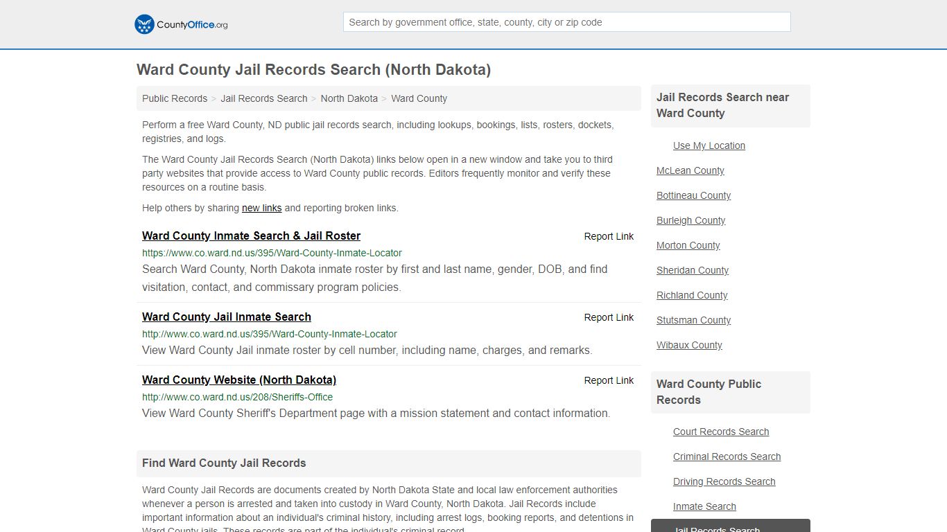 Jail Records Search - Ward County, ND (Jail Rosters & Records)