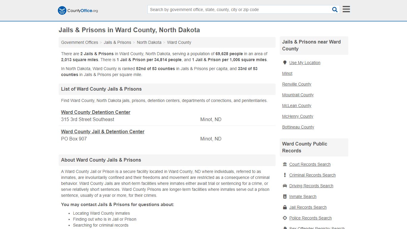 Jails & Prisons - Ward County, ND (Inmate Rosters & Records)